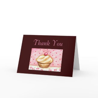 Cherry Cupcake Thank You Card card