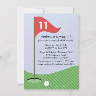 Cherry Let&#39;s Par-Tee Miniature Golf Birthday Party Announcements