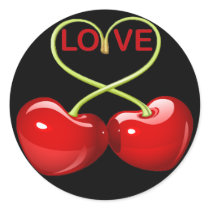 CHERRY LOVE HEARTS ROUND STICKERS