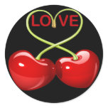 CHERRY LOVE HEARTS ROUND STICKERS