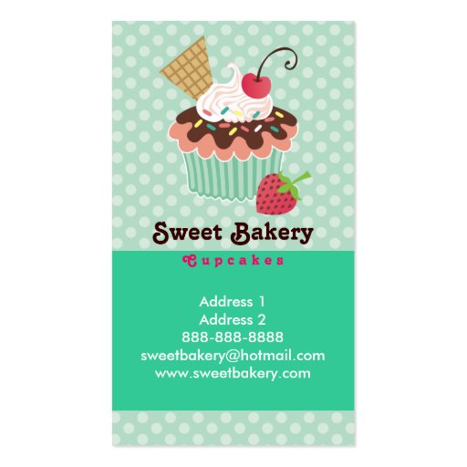 Cherry & Mint Cupcake Business Cards (back side)