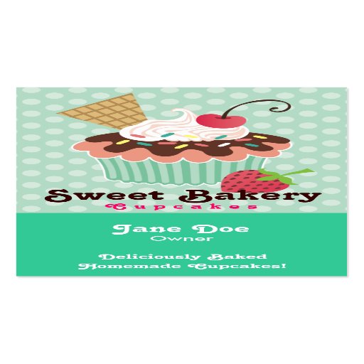 Cherry & Mint Cupcake Business Cards