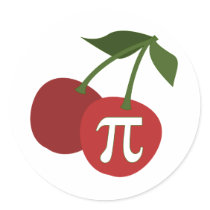 Cherry Pi Day Round Stickers