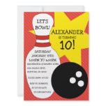 Cherry Red Bowling Bash Bowling Birthday Party Invites