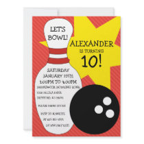 Cherry Red Bowling Bash Bowling Birthday Party Invites
