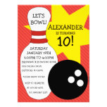 Cherry Red Bowling Bash Bowling Birthday Party Invites