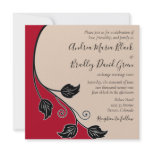Cherry red, Champagne, & Black Wedding Invitation