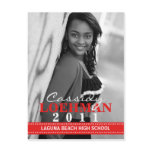 Cherry Red Custom Photo Graduation Announcement Postcard