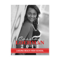 Cherry Red Custom Photo Graduation Announcement Postcard