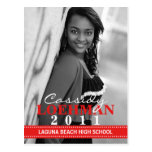 Cherry Red Custom Photo Graduation Announcement Postcard