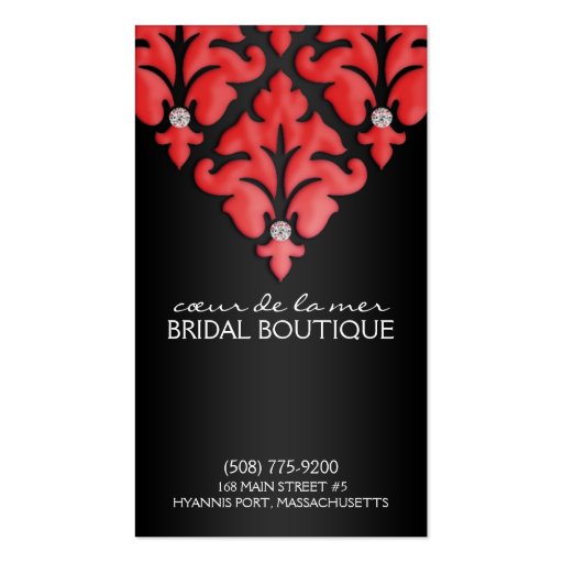 Cherry Red Diamond Damask Appointment Cards Business Card