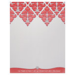 Cherry Red Diamond Damask Business Letterhead