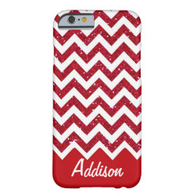 Cherry Red Glitter Chevron Name BLING Case Barely There iPhone 6 Case