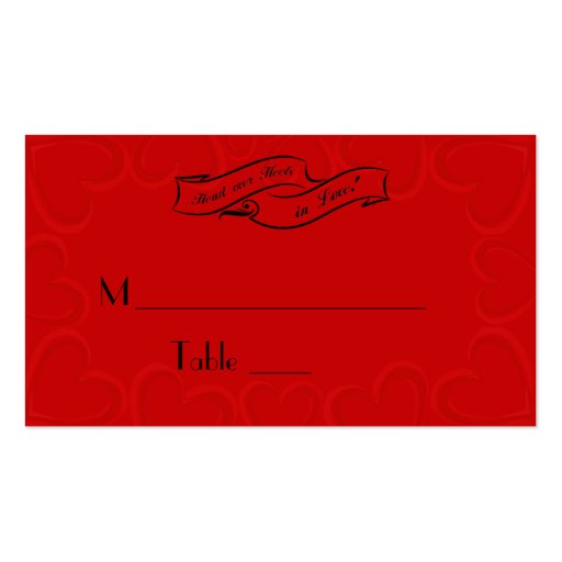 Cherry Red Hearts Top Hat and High Heel Place card Business Card Templates (back side)