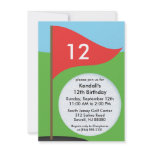 Cherry Red Let's Bogie Mini Golf Birthday Party Custom Announcements
