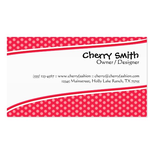 Cherry Red/Pink Modern Card Business Cards (front side)