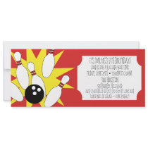 Cherry Red Rolling Good Time Bowling Birthday Part Personalized Invitation