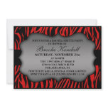 Cherry Red Wild Night Zebra Bachelorette Party Custom Announcements