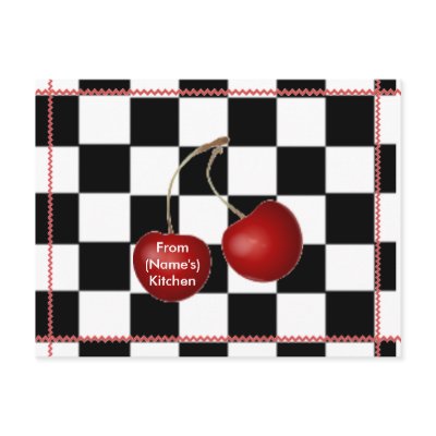 Cherry Retro Recipe Cards Postcard by Regella