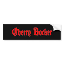Cherry Rocker Bumper Sticker - Red Text on Black bumper stickers