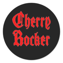Cherry Rocker Sticker- Red Gothic Text on Black stickers