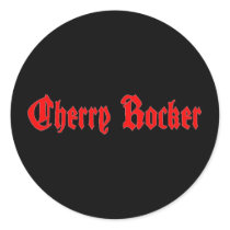 Cherry Rocker Sticker - Red Text on Black stickers