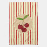 Cherry Striped Kitchen Towel
