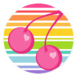 Cherry Sweet-Hearts Round Stickers