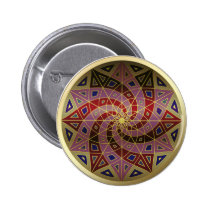 Cherry Swirl Gold Trim Mandala button