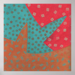 Cherry Teal Brown Abstraction Posters