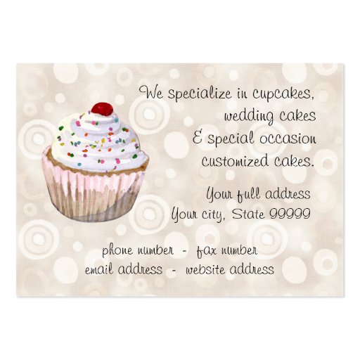 Cherry Topped Cupcakes Business Cards (back side)