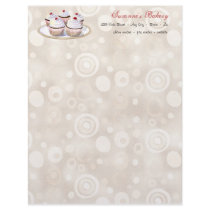 Cherry Topped Cupcakes Business Cream Stationery Letterhead Design