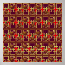 Cherry Turtle Pattern Poster