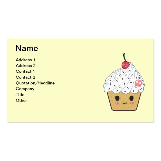 Cherry Vanilla Cupcake Business Cards (front side)