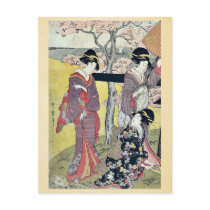 Cherry viewing at Gotenyama by Kitagawa, Utamaro Post Cards