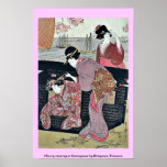 Cherry viewing at Gotenyama by Kitagawa, Utamaro Print