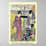 Cherry viewing at Gotenyama by Kitagawa, Utamaro Print