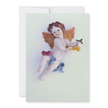 Cherub angel holding peaches announcement