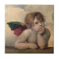 Cherub from Sistine Madonna by Raphael Ceramic Tile