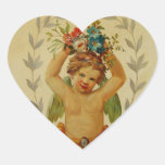 Cherub with Posies Heart Stickers