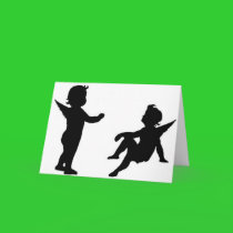 Cherubs Black & White Silhouette Greeting Card