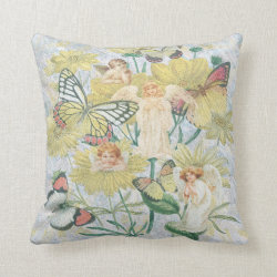 Cherubs, Butterflies and Flowers in Yellow Pillow