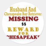 Chesapeake Bay Retr & Husband Missing Reward Round Sticker