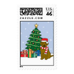 Chesapeake Bay Retriever and Christmas Tree Stamp
