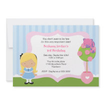 Cheshire Cat and Alice Wonderland Birthday invitations