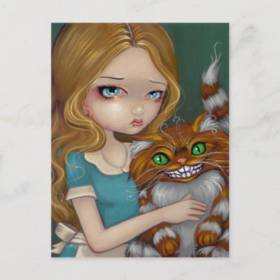 "Cheshire Cat Cuddle" Postcard