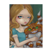 "Cheshire Cat Cuddle" Postcard by strangeling "Cheshire Cat Cuddle" Postcard