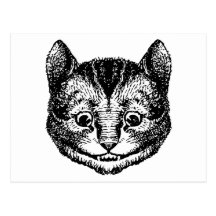 Cheshire Cat Inked Black Postcard
