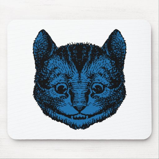 Cheshire Cat Inked Blue Fill Mouse Pad