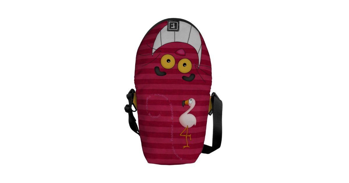 Cheshire Cat & Pink Flamingo Messenger Bag Zazzle